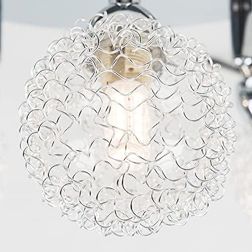 MiniSun Contemporary 3 Way Polished Chrome Flush Ceiling Light with Stunning Explosion Effect Globe Shades