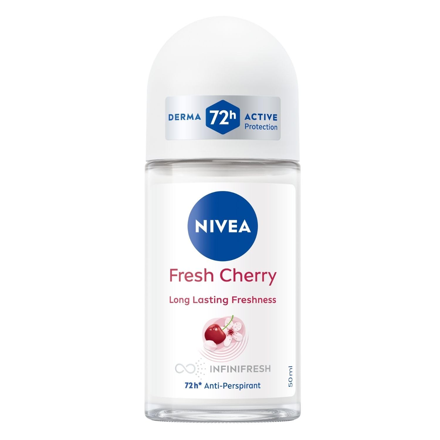 NIVEA Kadın Roll On Deodorant Fresh Cherry, 72 Saat Anti-perspirant Koruma, 50ml