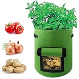 【Diseño Humanizado】 Con un mango negro resistente, puede moverse en el balcón del jardín, la bolsa de cultivo de papa viene con una ventana de observación visible, puede observar el crecimiento y la madurez de las plantas.