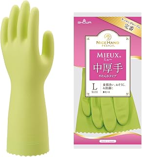 【日本製・炊事手袋】 ショーワグローブ(Showaglove) ナイスハンド ミュー 中厚手 Lサイズ グリーン 1双