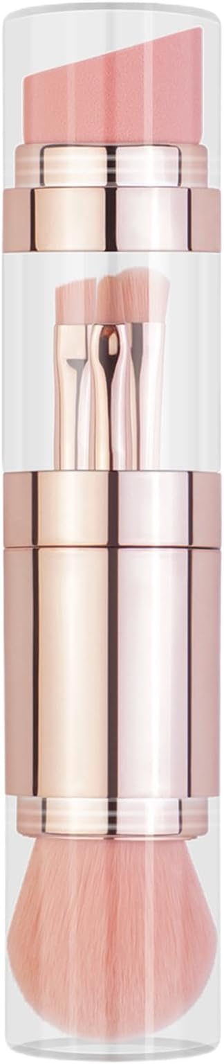 Travel Makeup Kit, Multifunctional Brush Set, Portable Beauty Tools, Easy to Carry Lightweight Compact Size Sturdy Versatile for Powder, 1.06x1.06x5.28 Inches