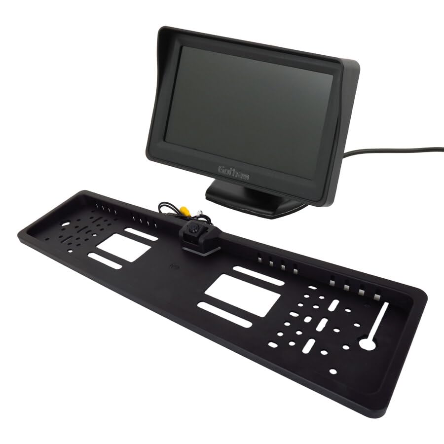 Gotham Kit Portatarga con Retrocamera Integrata e Monitor LCD 4.2" a Colori | Telecamera Retromarcia HD 170° | Visione Notturna | Compatibile con Targhe Europee