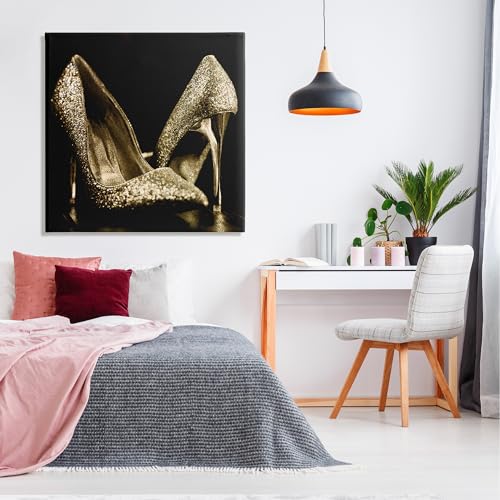 Image of Stupell Industries 'Dark Glam Shoes Photography'| Canvas Art | Stupell Industries | 36 x 36 Inches, Easy to Hang and Sturdy, Made in USA, by Kim Allen