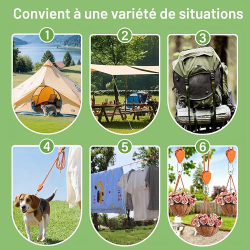 Surflyee 6 Pièces Tendeur de Corde à Cliquet, 4MMx4M Corde Camping Tendeur – vue 7