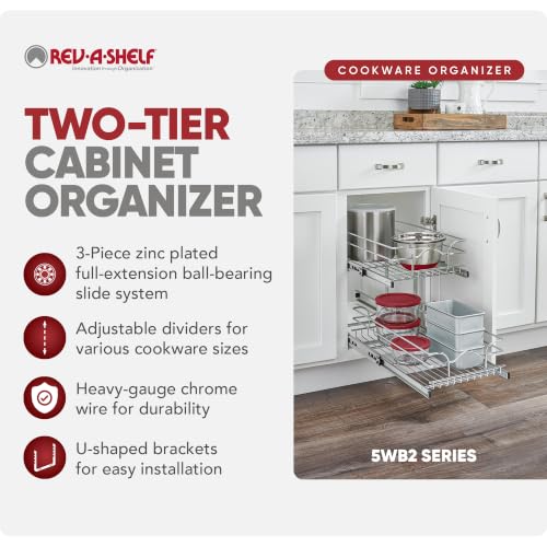 Image of Rev-A-Shelf Pullout Organizer for Cabinets, Min Opening Width of 11.5 inch