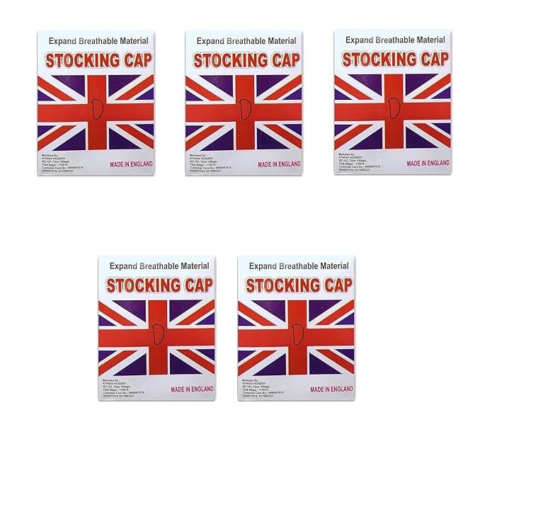 ATHRAVFIT England Single Stocking Cap, Wig Caps, Singh Net Stocking Caps for Wigs Stretchy Nylon Wig Caps Wig Caps for Women Men, (White Pack of 5)
