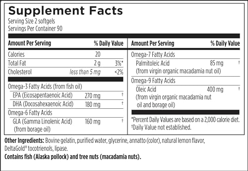 Designs for Health OmegAvail Synergy - Omega Complex for Adults - Omega 3-6-7-9 Fatty Acids from Borage and Macadamia Oil + Triglyceride (TG) Fish Oil with DHA & EPA (180 Softgels) - Thumbnail 4