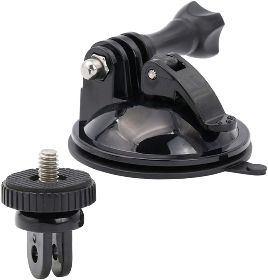 EXSHOW Mini Camera Suction Mount for GoPro Hero 9 8 7 6 5 4 3 2, Suction Cup Car Mount with 1/4 Adapter for GoPro SJCAM Xiaomi Yi 4k DSLR and Other Action Cameras