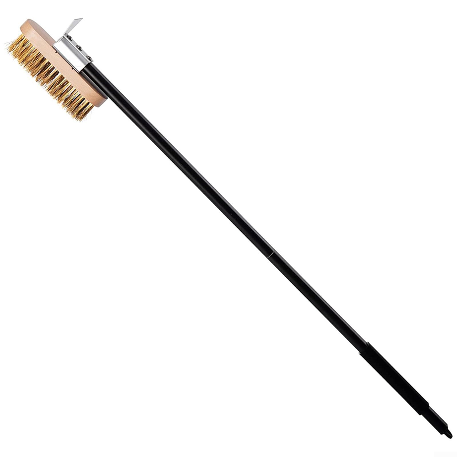 Brosse métallique pour four et pizza, longue avec grattoir en laiton, réglable