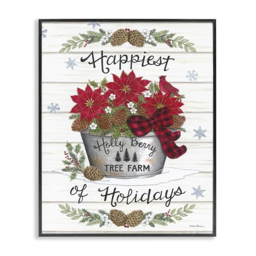 Rustic Poinsettia Holiday Bouquet, 16 x 20 Inch Framed Giclée Print