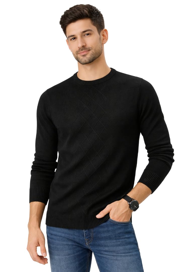 camey Men’s Textured Knit Sweater | Full Sleeve Round Neck Winter Pullover | Soft & Warm Casual Wear-picture-38