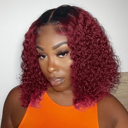 DOPI Curly Bob Wig Synthetic Hair Deep Wave 13x6 HD