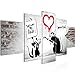 Produktbild Runa Art - Bilder Banksy Graffiti Zitat Ratten 200 x 100 cm 5 Teilig XXL Wanddekoration Design Schwarz Grau Rot 040451a