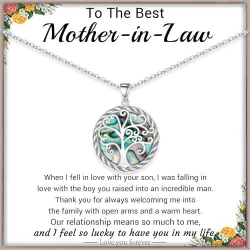 Christmas Gifts for Women Tree of Life Necklace for Women Birthday Gifts for Her Stocking Stuffers Pendant Necklace with Shell Tree Mothers Day Gift for Mom Grandma Wife Daughter Anniversary Christmas Jewelry