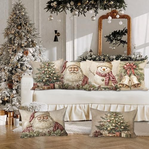Fundas Cojin Navidad 50x50 cm para sofá, cama, sala de estar y dormitorio, pack de 4 textiles 6