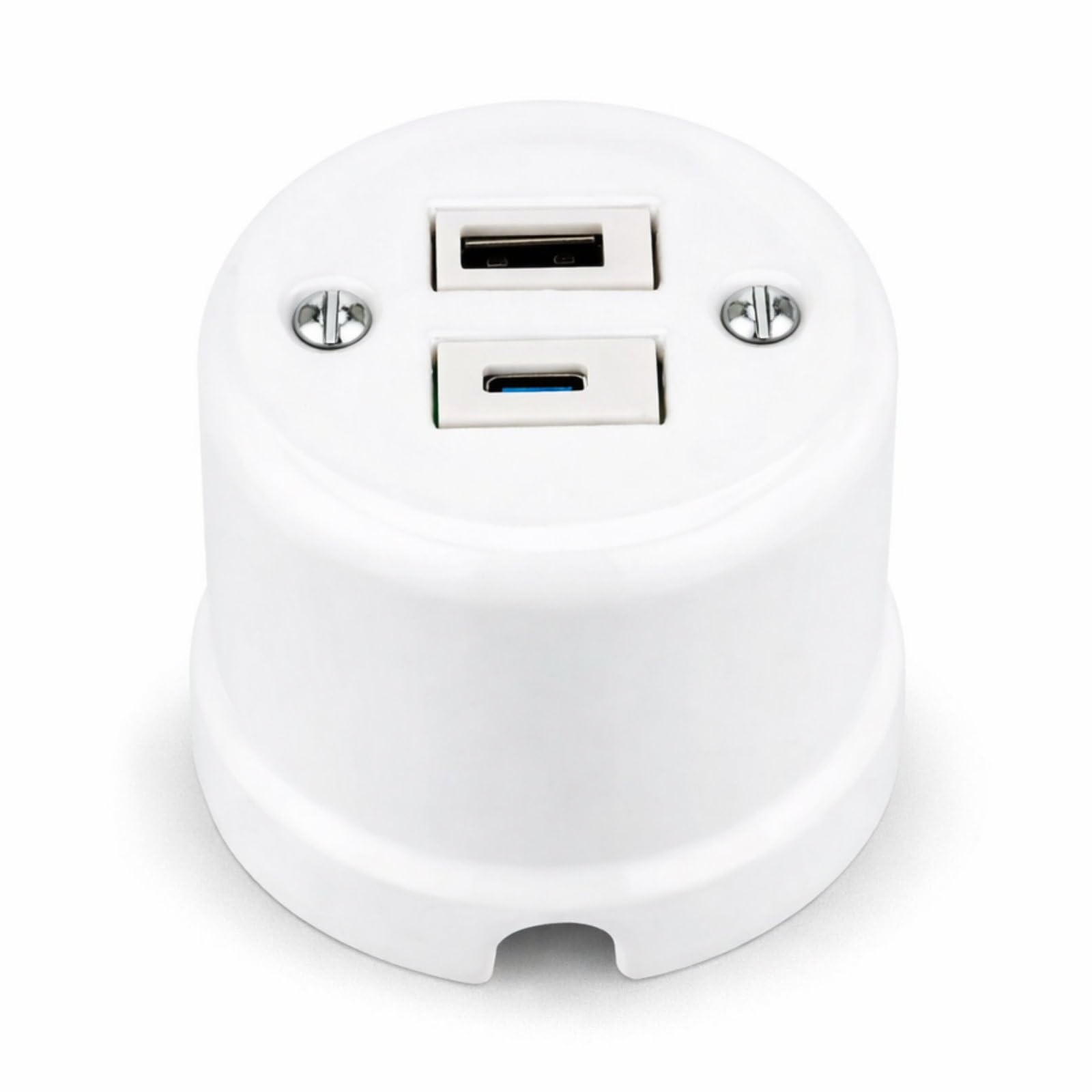 Porcelana natynkowa retro, USB-A USB-C, gniazdo podwójne, All-in-One, seria QR1 biała