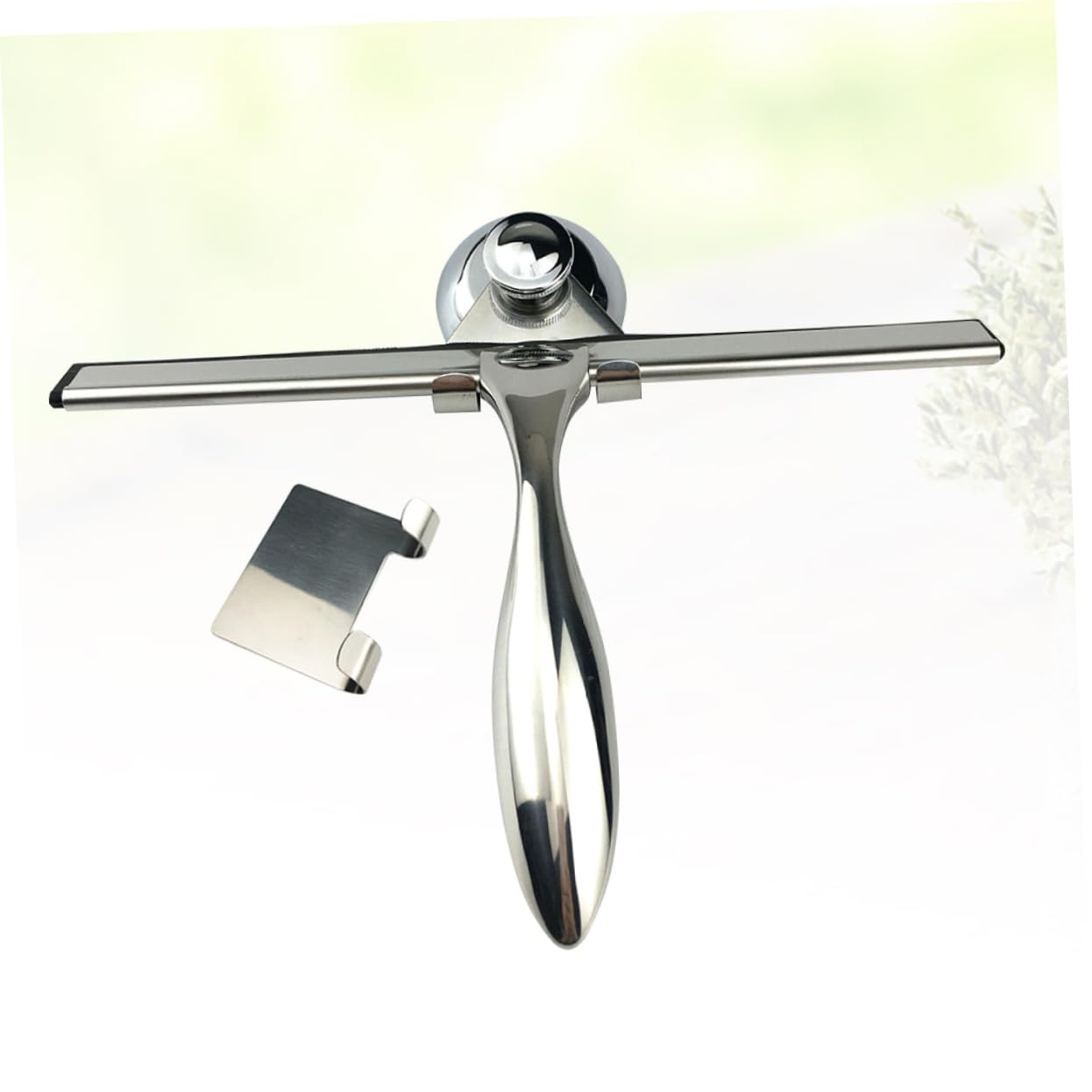 3 Piezas Limpiacristales de Acero Inoxidable para Ducha con Ventosa y Ganchos Raspador Resistente para Mamparas y Azulejos Herramienta de Limpieza para Baño Mango Equilibrado