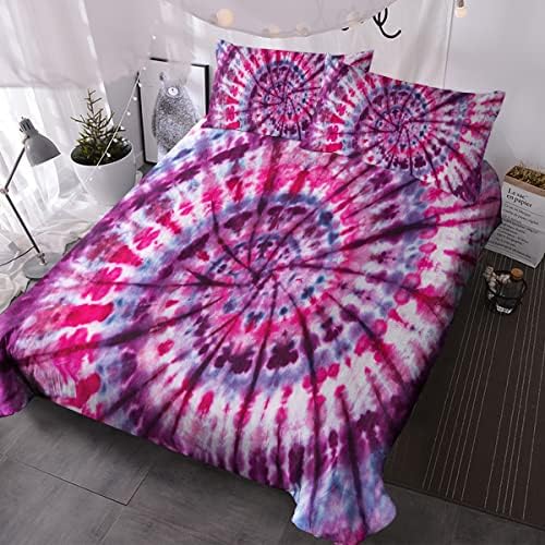BlessLiving Blueberry Tie Dye Bedding Bohemian Hippie Tie Dyed Bed Spread 3 Pieces Boys Abstract Bed Duvet Covers (Single)