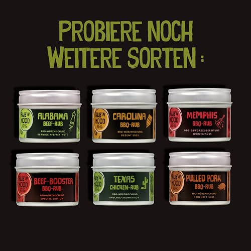 RUB’N HOOD – 250g Texas Chicken Rub - Grillgewürz für Fleisch, Fisch und Gemüse - zum Grillen, Smoken, Braten und Kochen – rauchig-aromatisch