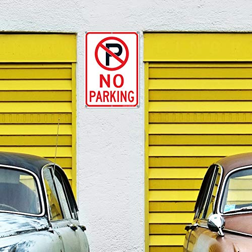 No Parking Sign With Symbol Sign (4 Pack), 14 X 10 Inches Reflective .40 Rust Free Aluminum, Uv Protected, Weather Resistant, Waterproof, Durable Ink，Easy To Mount #TOP4