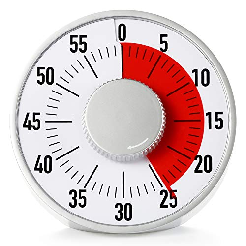 Lavigo Round Mechanical Countdown Timer, Classroom Visual Timer, Kitchen Timer With Magnet, 60 Minutes Max Record For Teaching Houseworks Cooking Baking Office Meeting (Big)