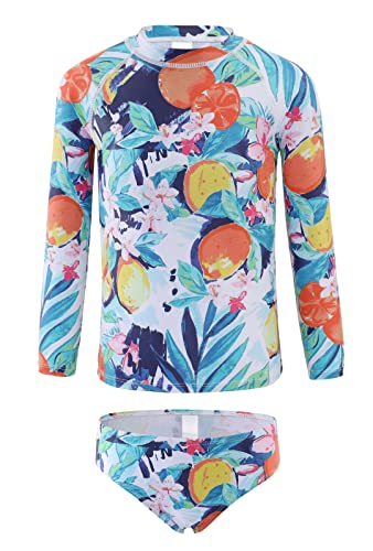 Image of Girls Long Sleeve Rash Guard Set Tie Dye Bathing Suits Two Piece Swimsuits for Kids Swim Shirts 3-16 Years