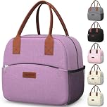 HOTOR Lunch Bags for Women & Men - Wear-Resistant & Leak-Proof Insulated Lunch Bag with Large Capacity, Multi-Functional Cooler Box for Office, Picnic, Purple, 27.0×15.0×24.0 cm