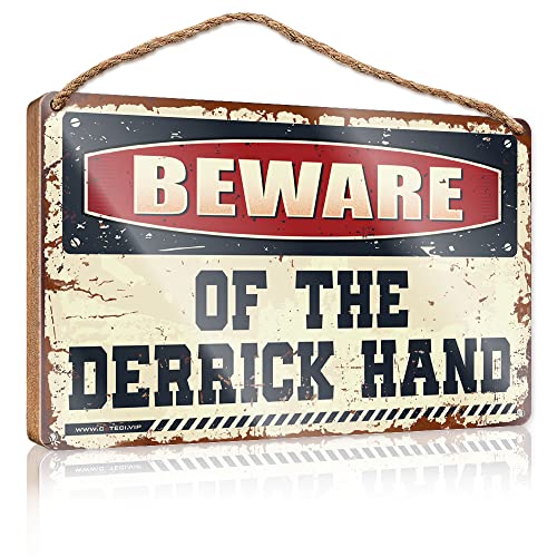 Abipuir Hanging Wall Decor for Bathroom Beware of The Derrick Hand Wooden Sign Gift for Boss Woman Box Signs (Size : 20X30CM)