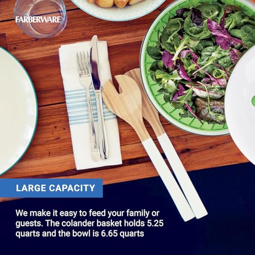 Essoreuse à salade avec couvercle de déshydratation, appuyez et tournez pour un séchage efficace des légumes verts, herbes, baies et fruits