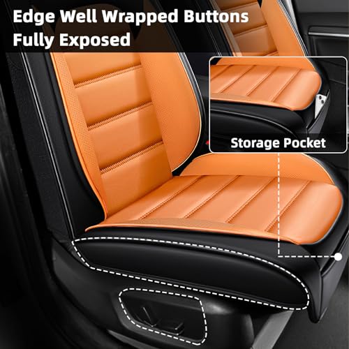 Image of Car Seat Cover Fit for Nissan 370Z 2009-2021,Compatible Airbag Non-Slip Waterproof Seat Cover,Car Seat Protector Premium Interior (Standard 2 Seats,Black Orange)