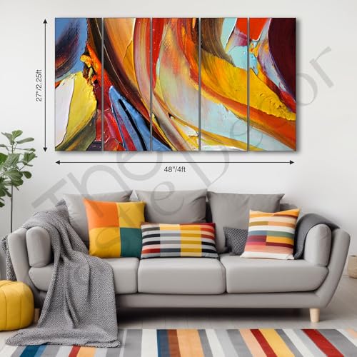 Image of The Castle Decor Abstract art painting with frame Big Size 27x48 Wall art for living room,Bedroom,Drawing room,Hotels-Wooden Framed-681