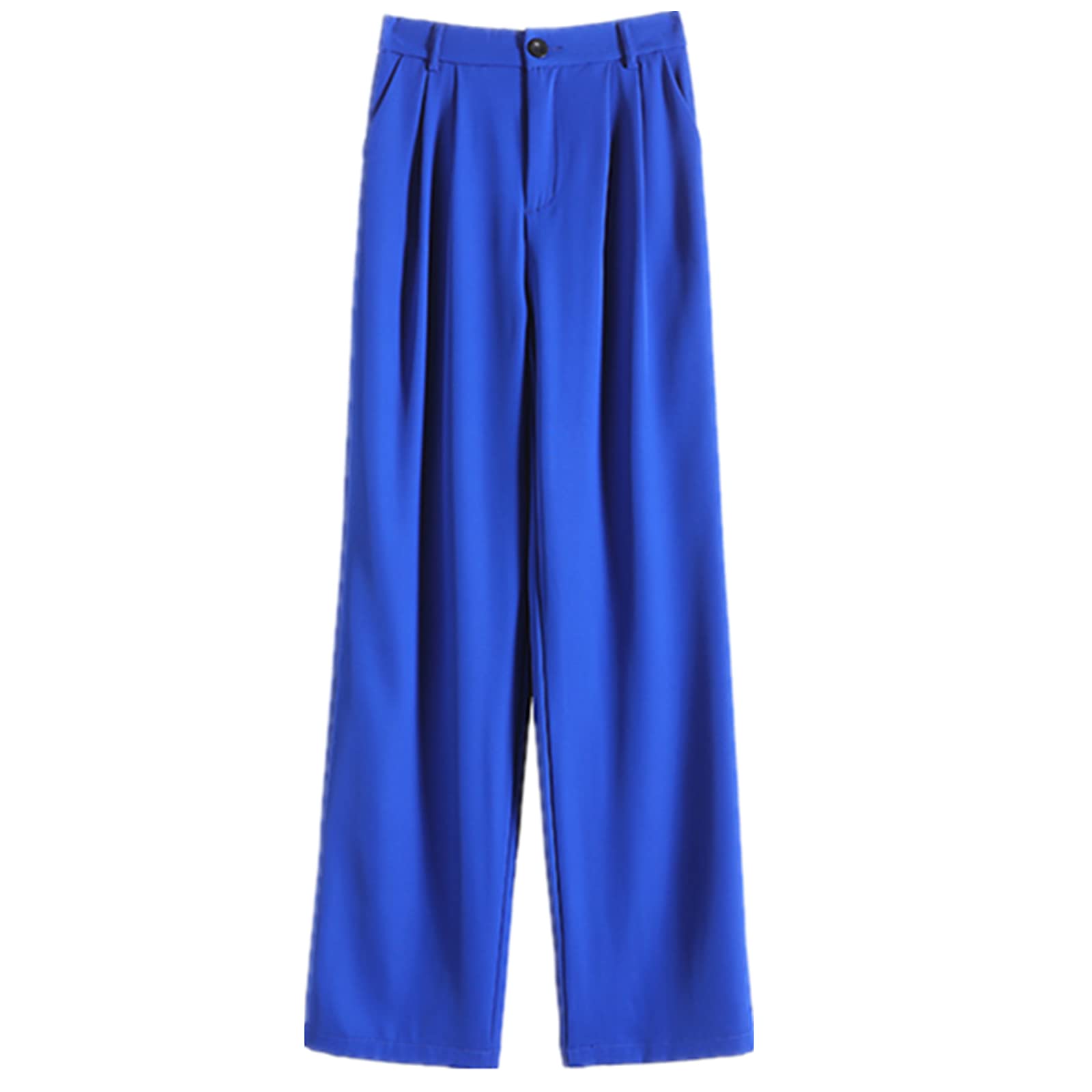 Fashion Womens Casual Workplace Temperament Trousers Loose All-Match Straight Pants Commuter Trousers S Blue