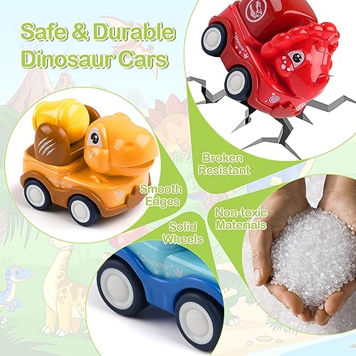 Deepton 6 Pcs Car Toys for 1-2 Year Old Boys, Toy Cars for Toddlers, Pull Back Cars, Dinosaur Toys for Girls Boy, Kids Cars, Baby Cars, Birthday Gifts for 1 2 3 Year Olds Boys - Image 5