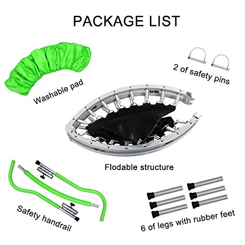 ATIVAFIT 36-Inch Folding Trampoline Mini Rebounder ,Suitable for Indoor and Outdoor use, for Two Kids with safty Padded Cover Green