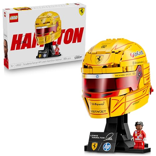 LEGO Editions Casco di Lewis Hamilton Scuderia Ferrari HP - Merchandising F1 - Modello da Esposizione con Minifigure da Collezione - Regalo per Ragazzi da 14 Anni e per Adulti Fan di Motorsport 43022