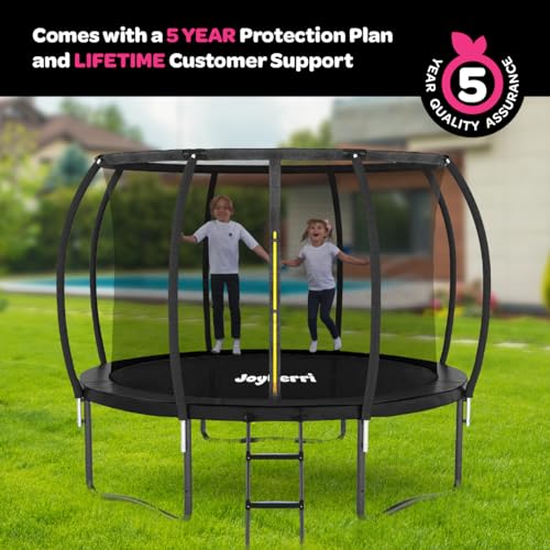 Image of JoyBerri Upsurge Trampoline Outdoor - ASTM Certified Safe 8Ft 10Ft 12Ft 14Ft 15Ft 16Ft Recreational Trampoline for Kids and Adults. Anti-Rust Coating with Enclosure Net, Ladder, Sprinkler & LED Lights