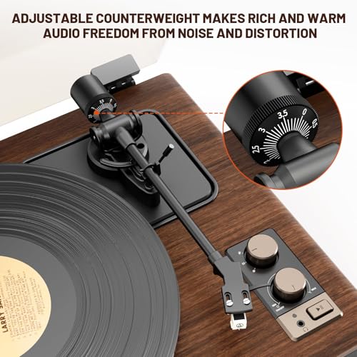Image of FEKTIK Vinyl Record Player with Magnetic Cartridge,High Fidelity Belt Drive Turntable with Built-in Speakers, Bluetooth Playback and Aux-in Functionality, Auto Off