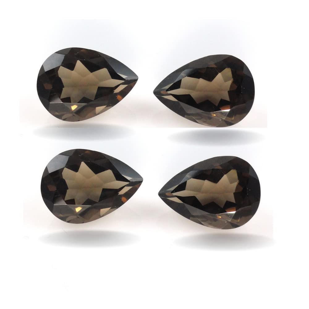 JAI GEMSNatural Smoky Quartz Faceted Gemstone Top Quality 100% Natural Smoky Quartz Loose Gemstone Shape: Pear, 10 Pcs Wholesale Lots