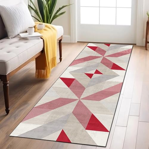 Alfombra de pasillo roja antideslizante lavable de 50x250 cm 3