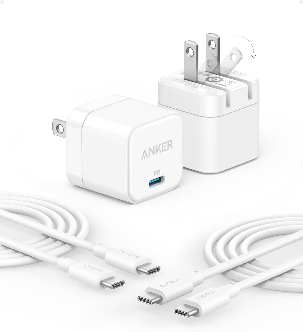 Anker 2-Pack 312 Charger ( PowerPort III 20W Cube ) & 2 Cable