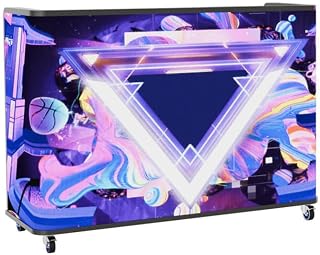 P1.86 Curved LED Screen DJ Booth with App Control, DJ Table High-Brightness Mobile Rolling Cart with Lockable Wheels, Easy Content Management for Nightclubs, Birthday Parties, Events & Rental