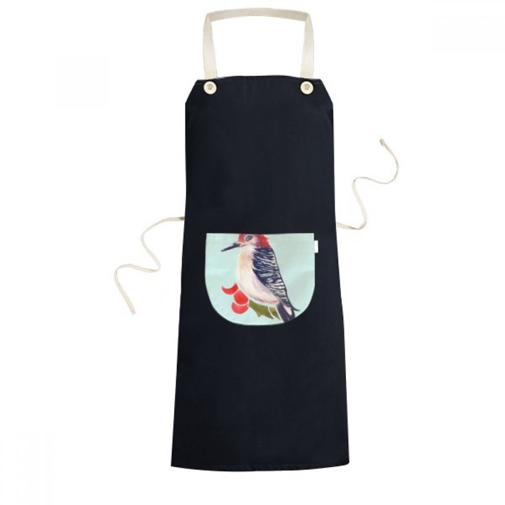 Tablier de cuisine oiseau magpie redhead réglable homme femme chef noir de 70cm