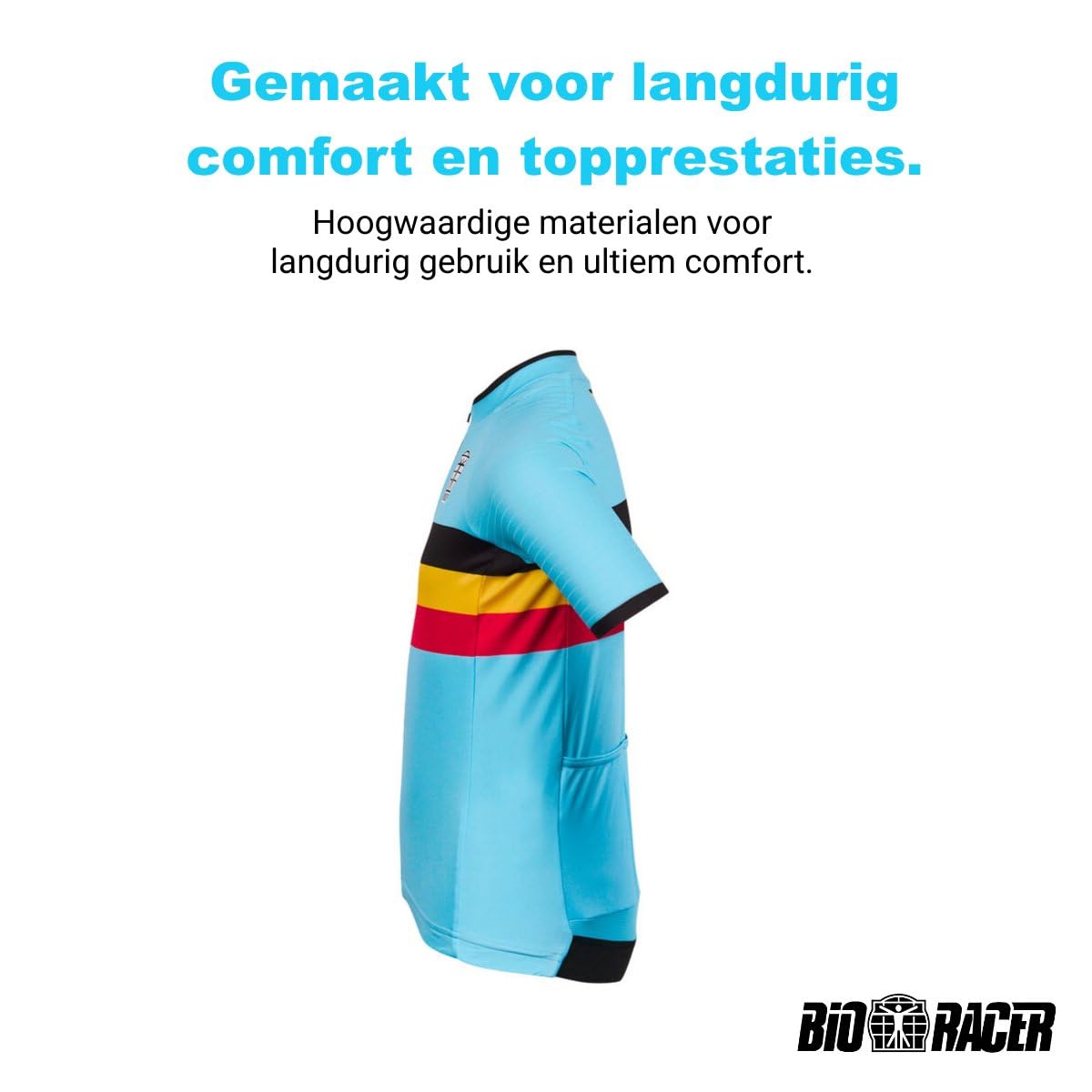 Bioracer - Official Team Belgium (2023) - Maillot de Cyclisme Enfant Icon Classic - Bleu - Taille 152