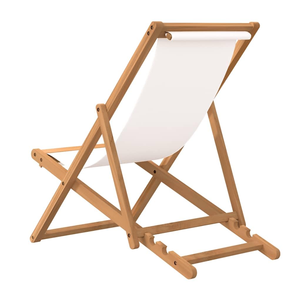 Leżak Teak 56 x 105 x 96 cm kremowy siedzisko do ogrodu meble balkonowe na pokład Balcony