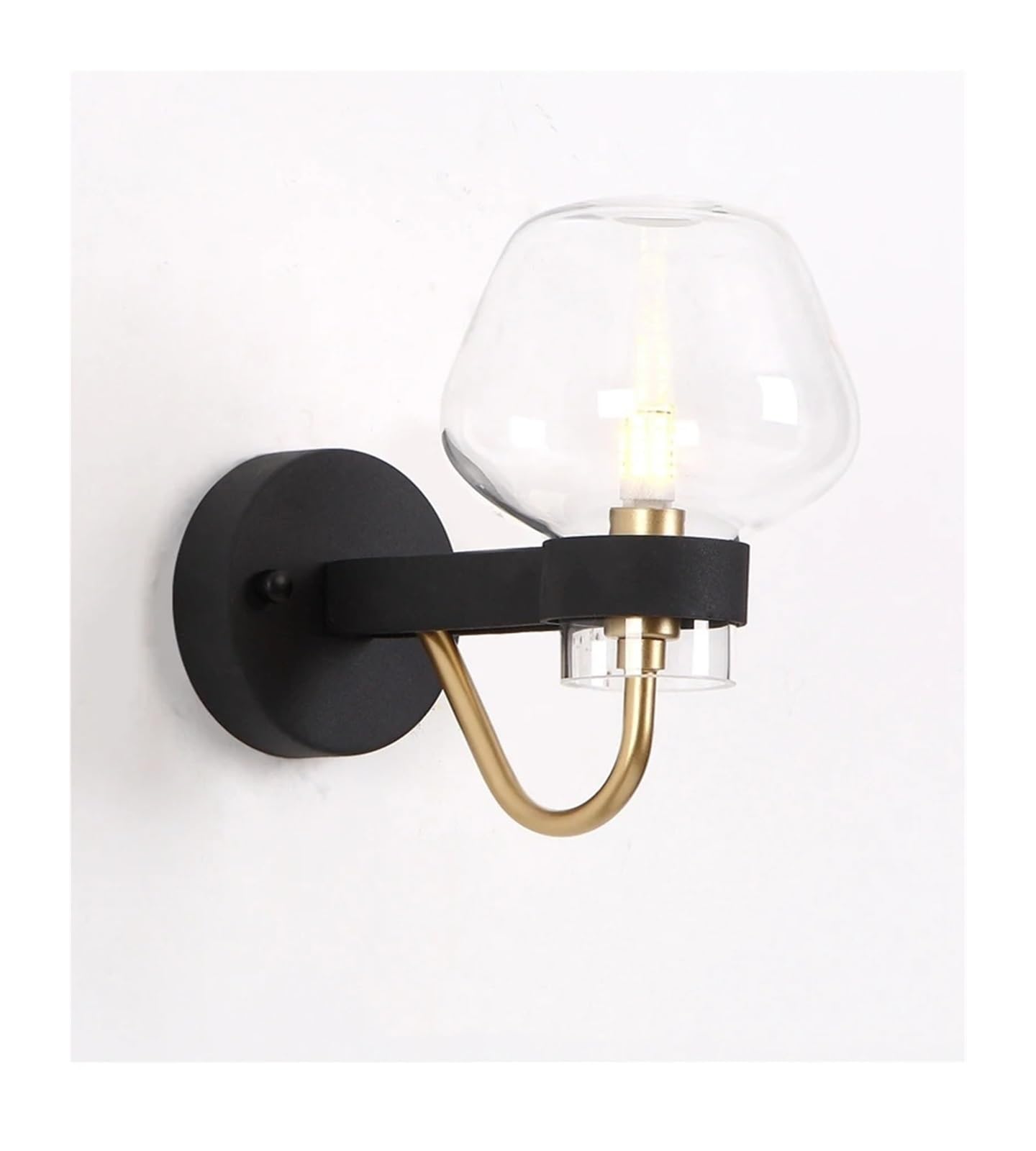 CWCQGH Wall Sconces, Modern Simple Black LED Glass Wall lamp Bedroom Bedside Corridor Light Living Room TV Background Decorative Light,Black1