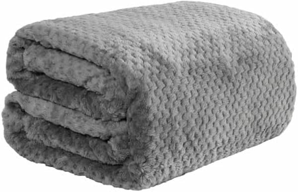Dreamscene Throws for Sofas Honeycomb Waffle Fleece Blanket Charcoal Grey