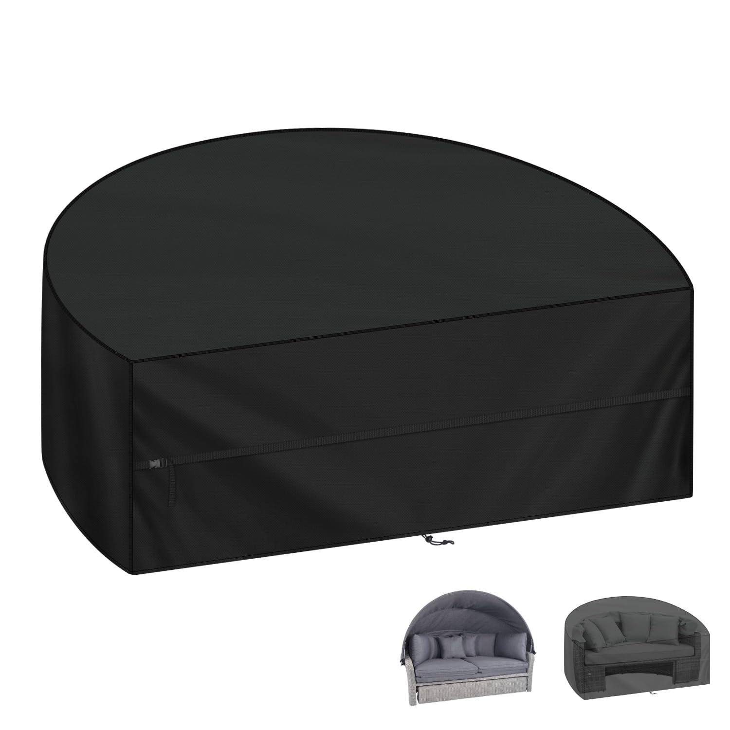 LAMUNI Abdeckung Sonneninsel Schutzhülle für Liegeinsel, 205x110x80cm Garteninsel Abdeckung Halbrund Sonneninsel Abdeckplane Wasserdichte 420D Oxford Garteninsel Abdeckhaube für Sonneninsel