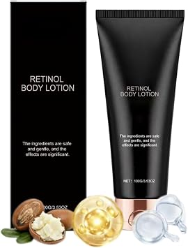 Retinol Body Lotion   Firming Anti-Aging Body Cream with Ceramides & Shea Butter for Crepey Skin, Stretch Marks & Sun Damage   Non-Greasy, Fast Absorbing Hydrating Lotion for Dry Skin   100g