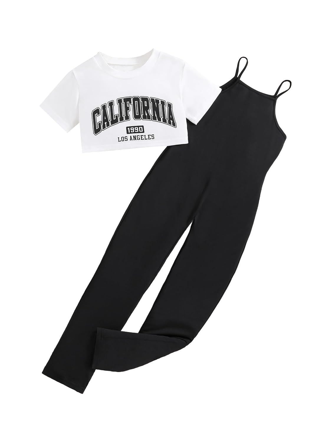 Ecolala Girls' 2 Piece Outfits Graphic Short Sleeve Crop Top and Cami Jumpsuit Pants Set - Review, Price and Buying Guide