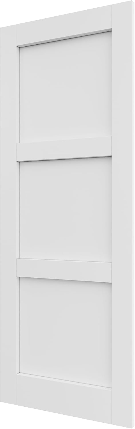 Slab Door Interior, Solid Core Pre-Built Wood Doors 32"x80", 3-Panel White Bedroom Door Shaker, Pantry, Bathroom, Laundry Swing Door w/o Frame, Pre-Finished & Paintable with CARB P2